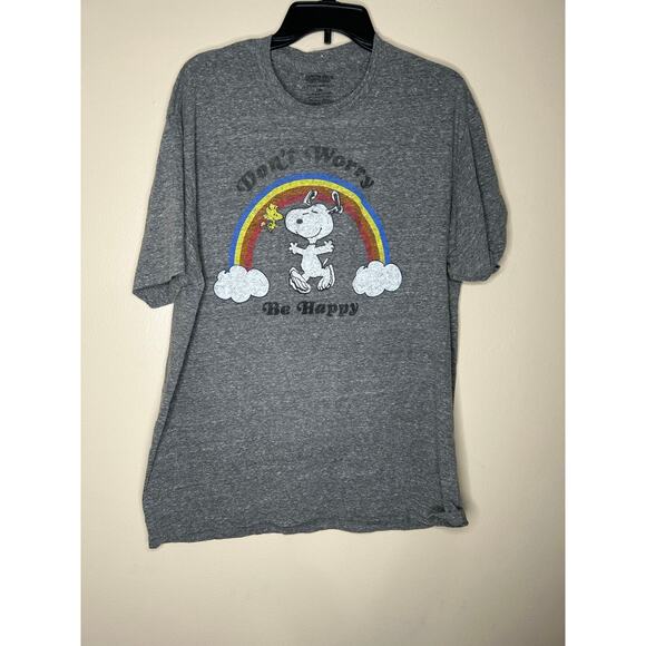 Peanuts Shirt Mens 2XL Gray Short Sleeve Cotton Crew Neck Top Snoopy Dog Cartoon - Picture 1 of 4
